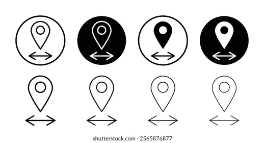 Destination distancing icon Black and white outline vector