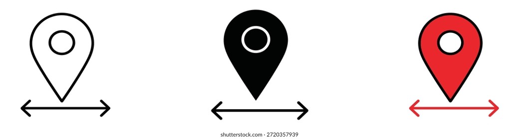 Destination distancing icon vector. distance and range symbol. vector illustration.