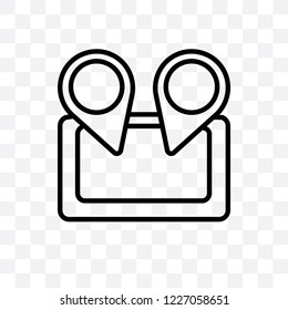 Destination done vector linear icon isolated on transparent background, Destination done transparency concept can be used for web and mobile
