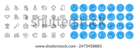 Destination flag, Cash and Chemistry lab line icons pack. Prescription drugs, Spoon, Love tickets web icon. Vote box, Lock, Remove image pictogram. Panties, Technical documentation. Vector