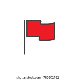 Destination flag filled outline icon, line vector sign, linear colorful pictogram isolated on white. Waving flag symbol, logo illustration. Pixel perfect vector graphics
