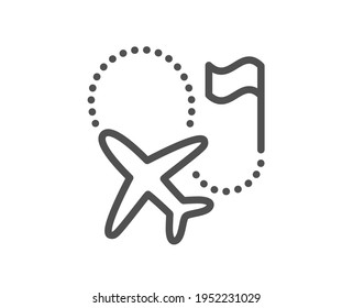 Destination flag line icon. Goal flight travel sign. Location pin symbol. Quality design element. Linear style destination flag icon. Editable stroke. Vector