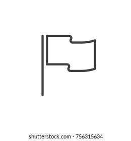 Destination flag line icon, outline vector sign, linear style pictogram isolated on white. Waving flag symbol, logo illustration. Editable stroke