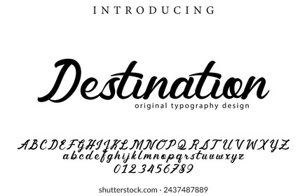 Fuente de destino Pincel elegante pintado en mayúsculas letras vectoriales, alfabeto, tipo de letra