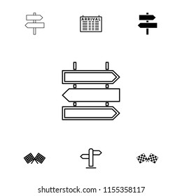 Destination icon. collection of 7 destination filled and outline icons such as finish flag, arrival table, direction. editable destination icons for web and mobile.
