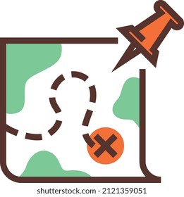 Destination icon. End point marked on map. Target place symbol