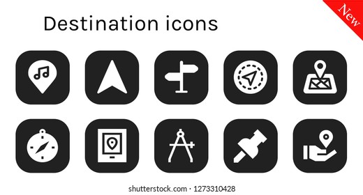  destination icon set. 10 filled destination icons. Simple modern icons about  - Location, Navigation, Signpost, Gps, Location pin, Compass, Pin