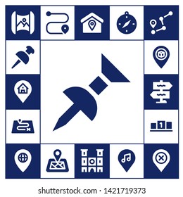 destination icon set. 17 filled destination icons.  Collection Of - Mapping, Pin, Location, Route, Signpost, Position, Location pin, Notre dame, Compass