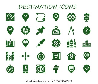  destination icon set. 30 filled destination icons. Simple modern icons about  - Gps, Pin, Route, Compass, Direction, Location, Location pin, Marker, Saint paul, Berlin, Notre dame