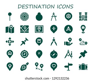 destination icon set. 30 filled destination icons. Simple modern icons about  - Pin, Dart board, Location, Compass, Place, Notre dame, Maps, Gps, Navigation, Destination, Location pin