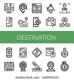 conjunto de iconos de destino. Colección de iconos de Navegador, Gps, Ubicación, Destino, brújula, Marcador de posición, Mapas, Cruces, Marcador, Seguimiento