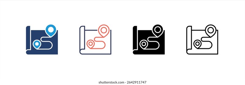 Destination icon set multiple style collection