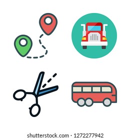 destination icon set. vector set about guide, route, bus and truck icons set.