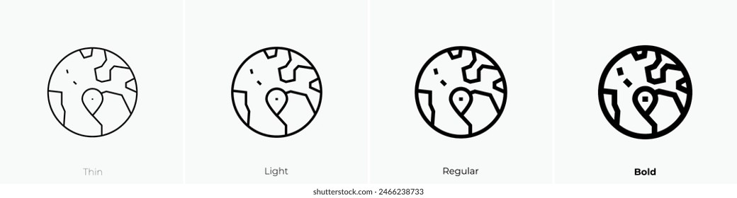 destination icon. Thin, Light Regular And Bold style design isolated on white background