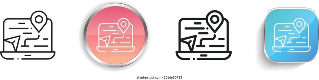 destination icon. Thin Linear, Regular and Button Style Design Isolated On White Background