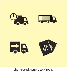 destination icon. destination vector icons set passports, fast delivery truck and truck