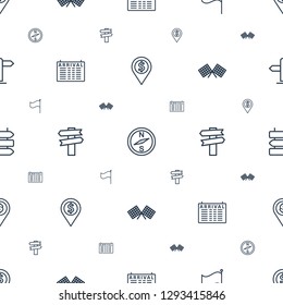 destination icons pattern seamless white background. Included editable outline dollar location, compass, flag, arrival table, direction icons. destination icons for web and mobile.