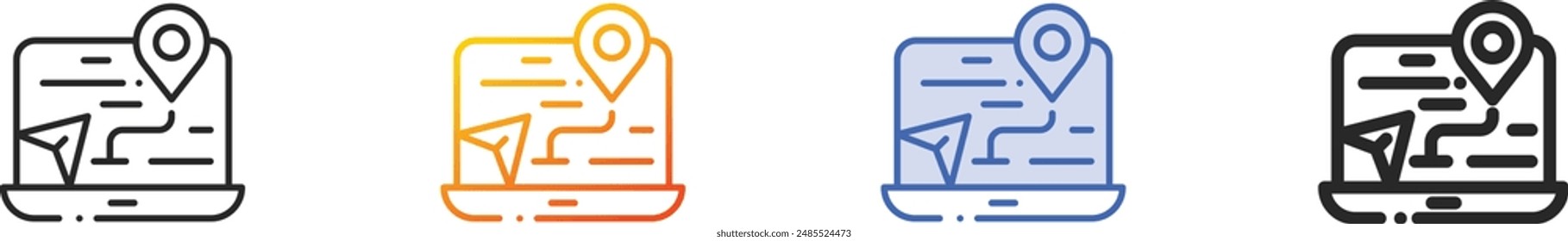 destination icon.Thin Linear, Gradient, Blue Stroke and bold Style Design Isolated On White Background