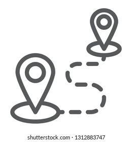 Destination line icon, map and location, navigation pin sign, vector graphics, a linear pattern on a white background, eps 10.