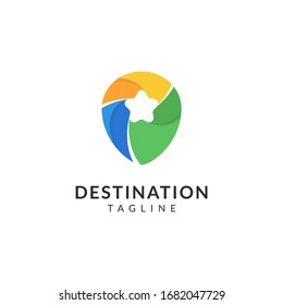 Plantilla vectorial de diseño del logotipo de destino para el negocio de viajes