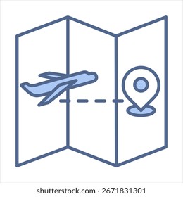 Destination Map Blue Icon Vector Illustration
