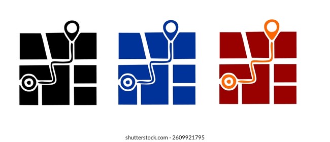 Destination Outline Icon Design illustration. Map and Navigation Symbol on White background