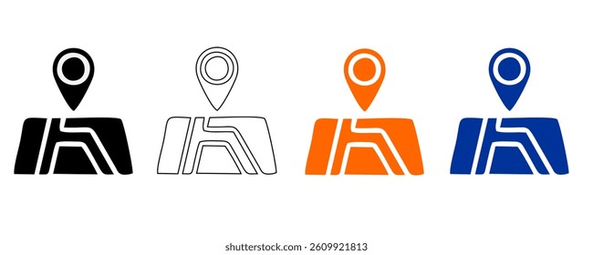 Destination Outline Icon Design illustration. Map and Navigation Symbol on White background