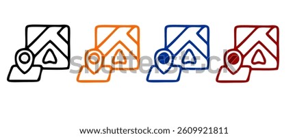 Destination Outline Icon Design illustration. Map and Navigation Symbol on White background