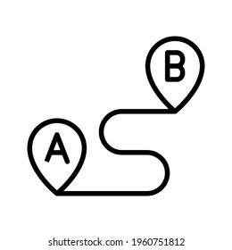 Destination, path, route, ab icon vector image. Can also be used for Navigation. Suitable for use on web apps, mobile apps and print media.