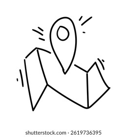 Destination pinned on a map illustration. Doodle Icon Illustration