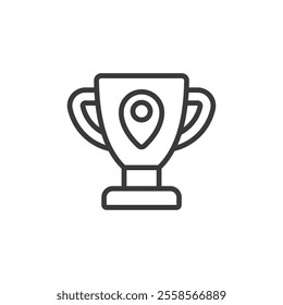 Destination point reward, icon in line design. Destination, point, reward, target, achievement, goal, on white background vector. Destination point reward, icon in line design editable stroke icon