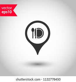 Destination point vector icon. Location in map tag vector sign. Navigation icon. Position mark sign. Geo location point icon. Studio background. EPS 10 vector flat sign. Geolocation vector symbol.