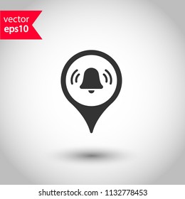 Destination point vector icon. Location in map tag vector sign. Navigation icon. Position mark sign. Geo location point icon. Studio background. EPS 10 vector flat sign. Geolocation vector symbol.