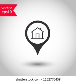 Destination point vector icon. Location in map tag vector sign. Navigation icon. Position mark sign. Geo location point icon. Studio background. EPS 10 vector flat sign. Geolocation vector symbol.