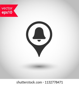 Destination point vector icon. Location in map tag vector sign. Navigation icon. Position mark sign. Geo location point icon. Studio background. EPS 10 vector flat sign. Geolocation vector symbol.