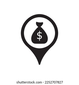 Icono de vector de punto de destino. Ubicación en el signo del vector de etiqueta del mapa. Icono de navegación. Signo de marca de posición. Icono de punto de ubicación geográfica. Signo plano del vector EPS 10. Símbolo plano de geolocalización.