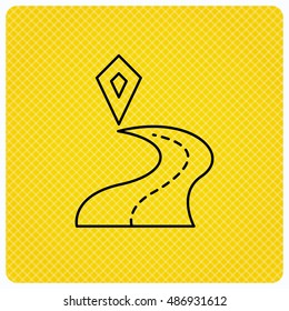 Destination pointer icon. Road location sign.