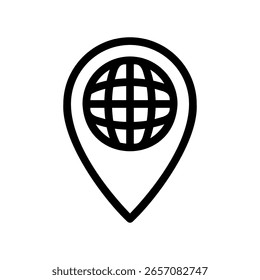 Ponteiro de destino com um ícone de linha de globo estilizado