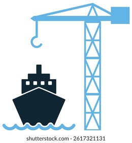 Destination port icon vector for cargo arrival, customs entry, and shipping logistics. Ideal for freight unloading, global trade, and import export destination handling illustration.