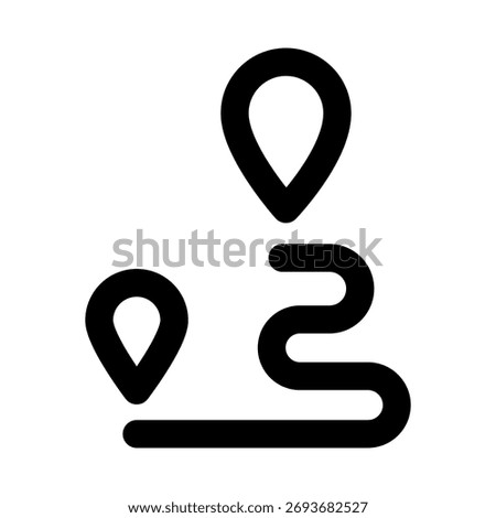 Destination Route Tracking flat minimal outline icon representing navigation, travel planning, and modern location management design