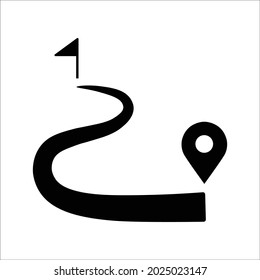 Destination, route, travel icon. Black vector graphics.
