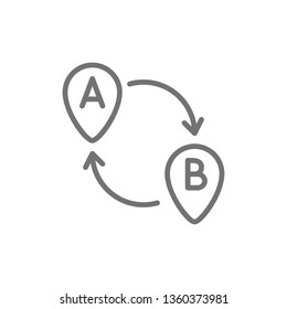 Destination sign, endpoint, moving to different locations line icon.