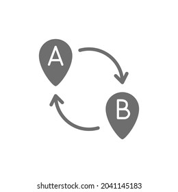Destination sign, endpoint, moving to different locations grey icon.