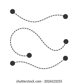 Destination track point icon. Vector illustration. Route location icon isolated. Two dashed location pins with dotted line