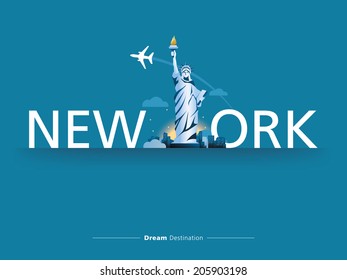 destination, travel, city scape, typography, new york, Statue of Liberty