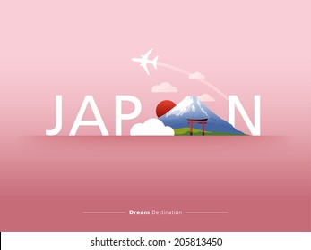 destination, travel, japan, fuji mountain, typography