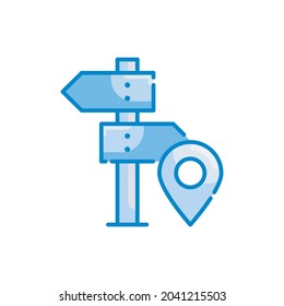 Destination vector blue colours icon style illustration. Eps 10 file