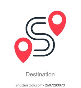 Destination and way icon concept
