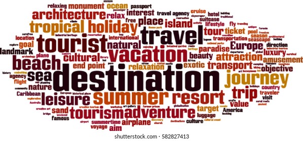 Destination word cloud concept. Vector illustration