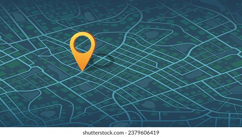 Destinations. Gps tracking map. Track navigation pins on street maps, navigate mapping technology and locate position pin. Futuristic travel gps map or location navigator vector illustration